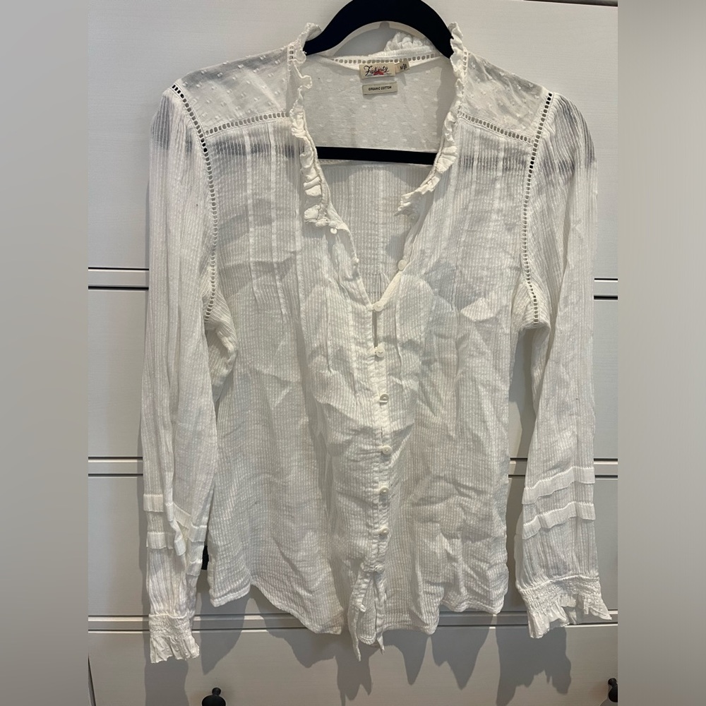 Faherty brand Willa Top. Long sleeve.  White.  Size medium.